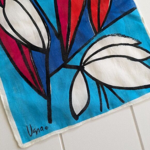 Vera Floral Design Scarf - Rectangular - 57" x 10" - Blue, Pink, Red, White - Picture 8 of 8